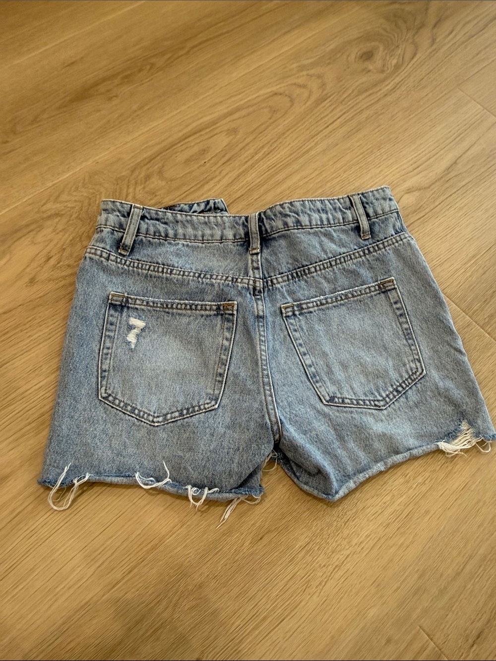 Vince Light Blue Distressed Denim Cutoff Shorts - Picture 3 of 5